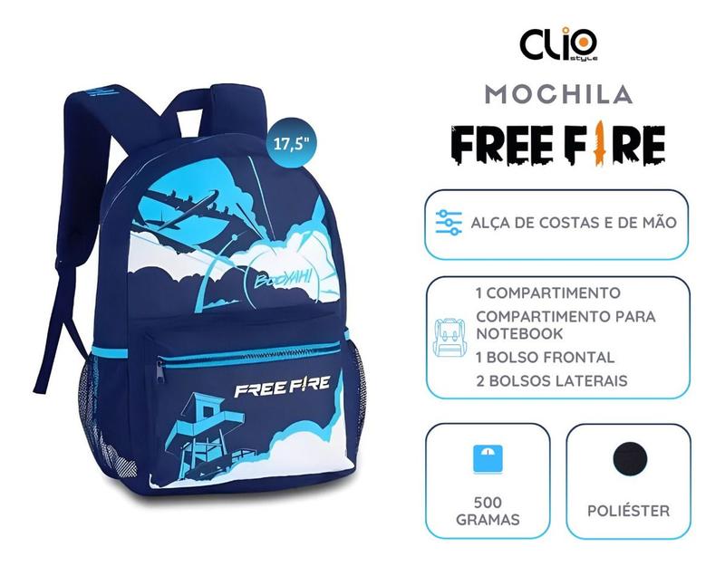 Mochila Escolar Free Fire Juvenil De Costas Original Clio Clio Style Mochilas Magazine Luiza